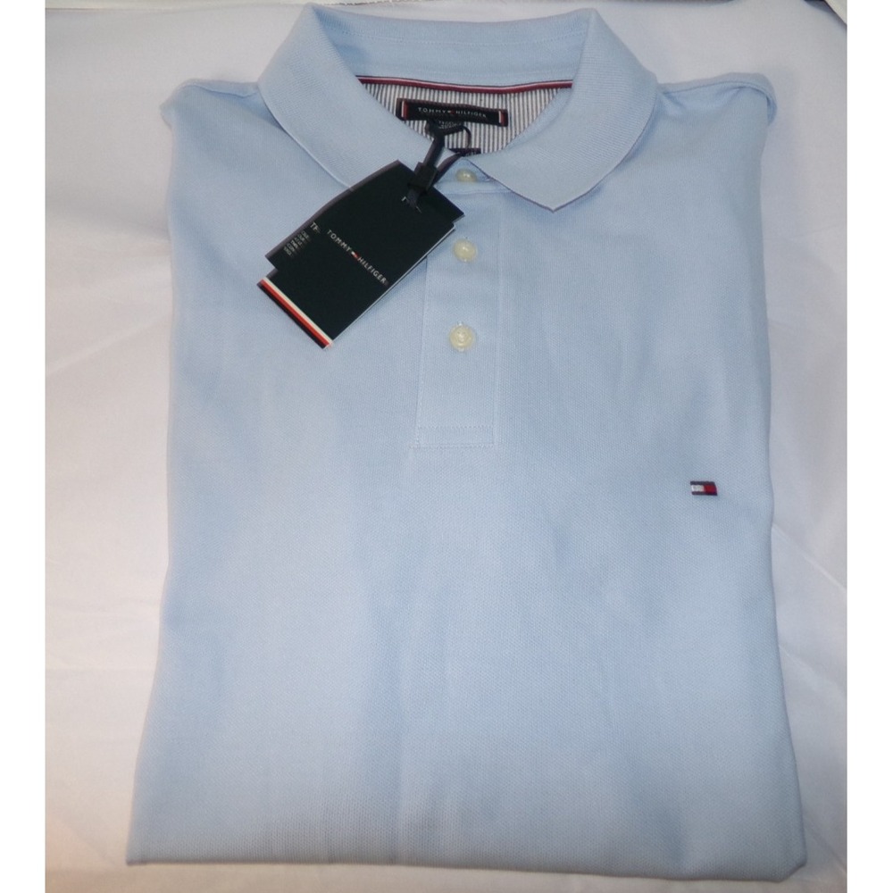 TOMMY HILFIGER MEN'S S/S‎ POLO SHIRT~80'S SLIM FIT~XXL~BLUE~NWT